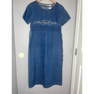 Vintage ERIKA Denim Floral Short Sleeve Dress